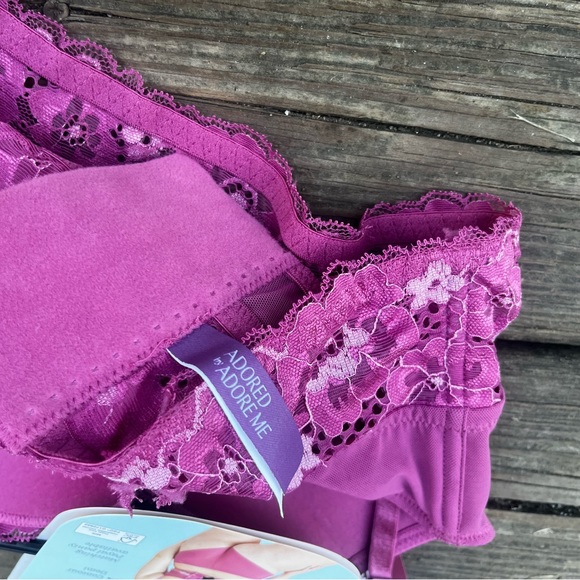 ADORED BY ADORE ME PINK LACE PAPAL LONGLINE DEMI BEA 32B NWT - Picture 7 of 8